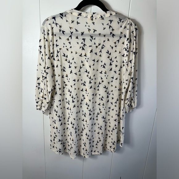 Ember Women’s Semi-Sheer White Blouse with Birds Size XL - Picture 6 of 14